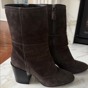Aquatalia Dark Brown Suede Heeled Boots